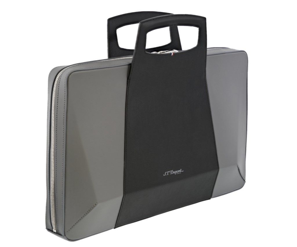 Line D Laser Grey/Black Leather Flat Document Holder